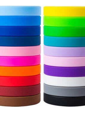 20 Pieces Rubber Bracelets Solid Color Silicone Wristbands Colored Rubber Stretc